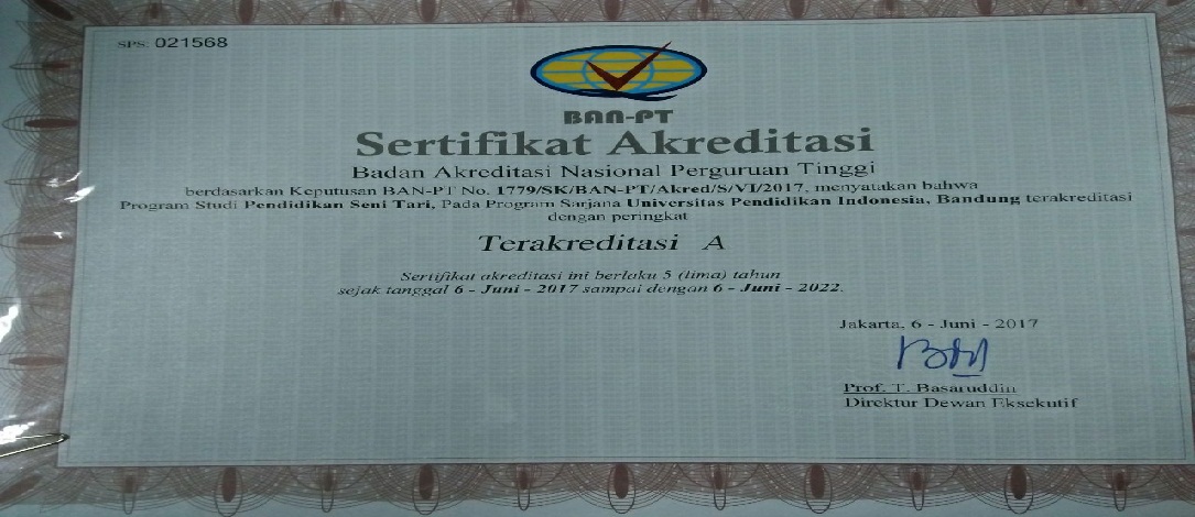 DEPARTEMEN PENDIDIKAN TARI KEMBALI TERAKREDITASI A