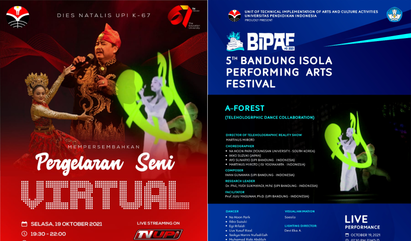 Pertunjukan Seni Virtual  Dies ke 67 UPI dan The 5th BIPAF 2021
