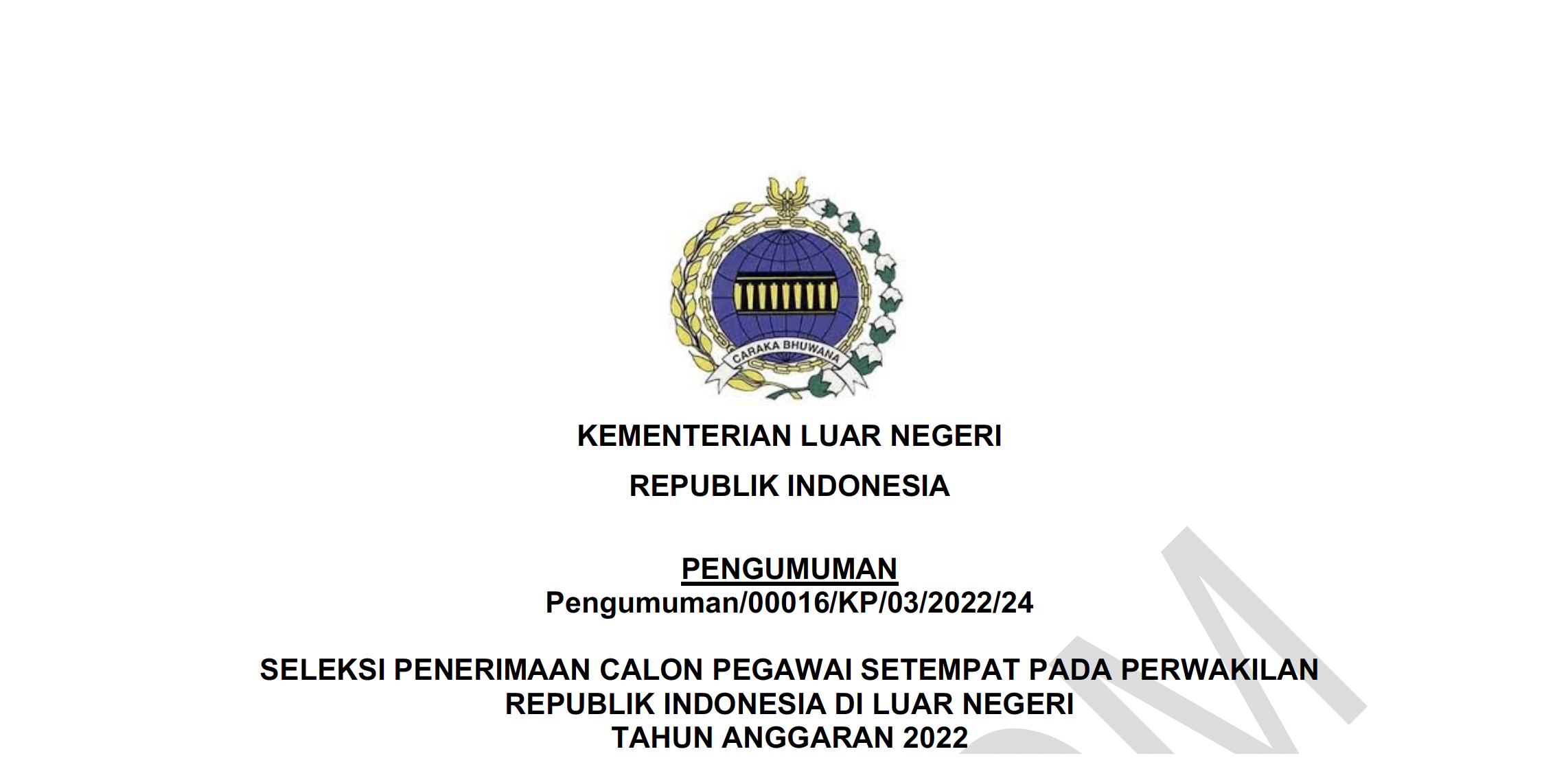 Pengumuman Penerimaan LS2022